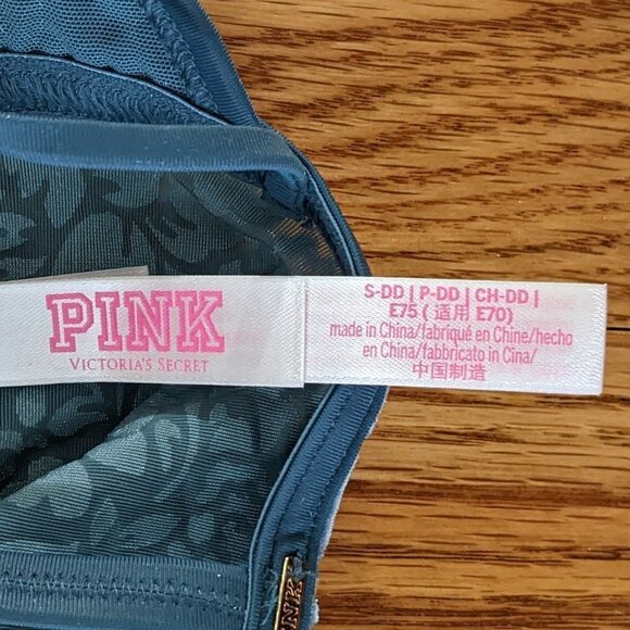 🧡 PINK Victoria's Secret Lightly Lined Bralette in Teal Floral Velour - Picture 3 of 4